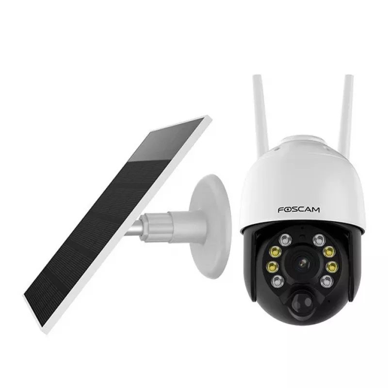 IP drošības kamera Foscam B4 Dome 4 MP (2560×1440), Wi‑Fi 2.4 GHz, IP65, Solar + Baterija 5000 mAh, 355° pagriešana, 90° slīpums