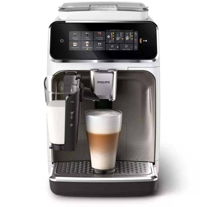 Espresso kafijas automāts Philips EP3343/90 — pilnībā automātisks, 2 tases, 15 bāri, keramikas dzirnaviņas, 275 g pupiņu tvertne, piena tvertne, TFT skārienekrāns