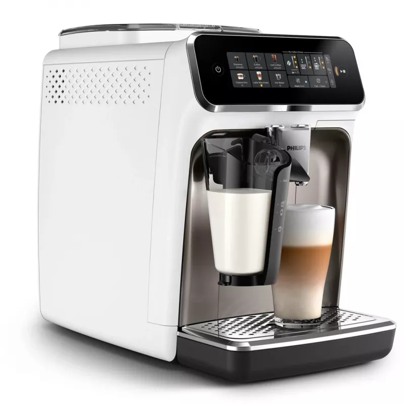 Espresso kafijas automāts Philips EP3343/90 — pilnībā automātisks, 2 tases, 15 bāri, keramikas dzirnaviņas, 275 g pupiņu tvertne, piena tvertne, TFT skārienekrāns