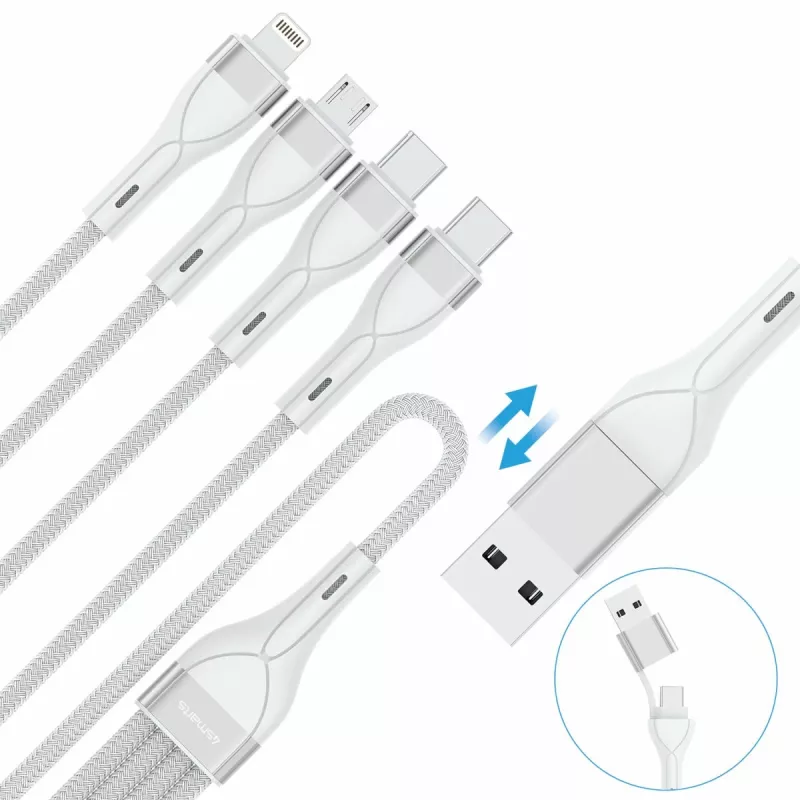 4smarts 541024 USB kabelis 1,2 m USB A/USB C USB C/Micro USB-A/Lightning balts (541024)