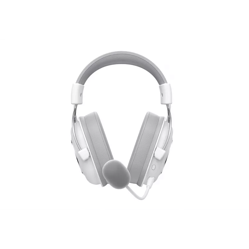 Over-ear austiņas HAVIT H2002YG — 2,4G bezvadu, Bluetooth, vadu, 20–20 000 Hz, 10 m diapazons, 257 g (balta/pelēka)