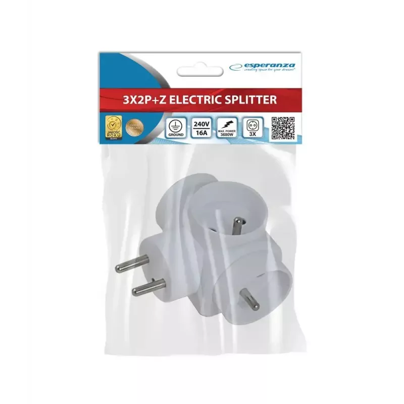 Esperanza ELK302W elektrības sadalītājs, 3 ligzdas, balts