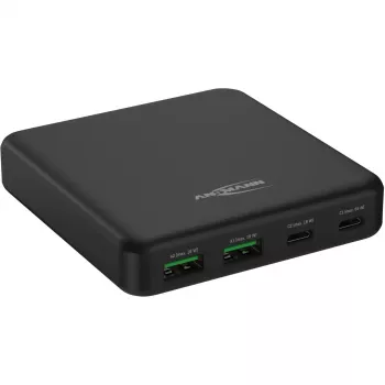 USB lādētājs darbvirsmas lādētājs DC465PD (melns, 65 W, PD, Quick Charge 3.0)