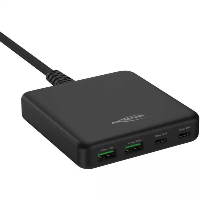 USB lādētājs darbvirsmas lādētājs DC465PD (melns, 65 W, PD, Quick Charge 3.0)