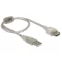 Delock 82244, 0,3 m, USB A, USB A, USB 2.0, 0,48 Gbit/s, caurspīdīgs