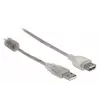 Delock 82244, 0,3 m, USB A, USB A, USB 2.0, 0,48 Gbit/s, caurspīdīgs