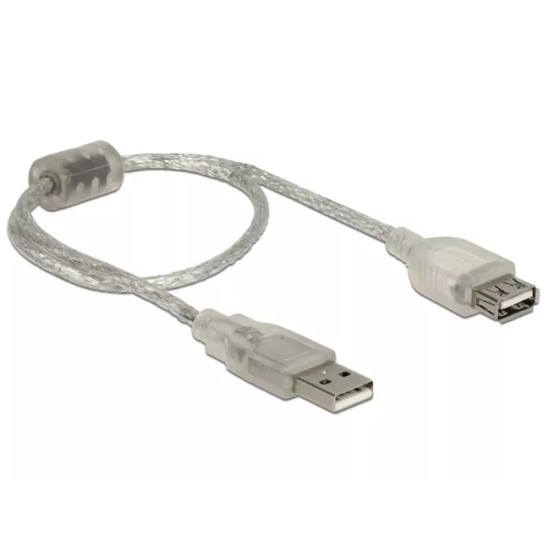 Delock 82244, 0,3 m, USB A, USB A, USB 2.0, 0,48 Gbit/s, caurspīdīgs