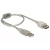 Delock 82244, 0,3 m, USB A, USB A, USB 2.0, 0,48 Gbit/s, caurspīdīgs