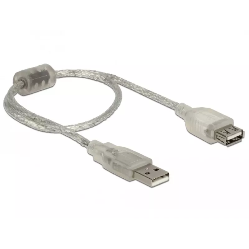 Delock 82244, 0,3 m, USB A, USB A, USB 2.0, 0,48 Gbit/s, caurspīdīgs