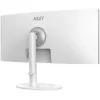 34 collu MSI Modern MD342CQPWDE izliekts VA LCD monitors 3440×1440 UWQHD 21:9, 4 ms, 300 cd/m², USB centrmezgls, skaļruņi, VESA, augstumā regulējams — Balts