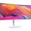 34 collu MSI Modern MD342CQPWDE izliekts VA LCD monitors 3440×1440 UWQHD 21:9, 4 ms, 300 cd/m², USB centrmezgls, skaļruņi, VESA, augstumā regulējams — Balts