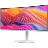 34 collu MSI Modern MD342CQPWDE izliekts VA LCD monitors 3440×1440 UWQHD 21:9, 4 ms, 300 cd/m², USB centrmezgls, skaļruņi, VESA, augstumā regulējams — Balts