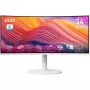 34 collu MSI Modern MD342CQPWDE izliekts VA LCD monitors 3440×1440 UWQHD 21:9, 4 ms, 300 cd/m², USB centrmezgls, skaļruņi, VESA, augstumā regulējams — Balts