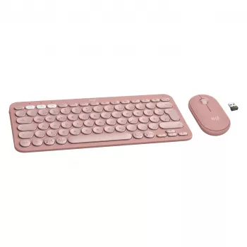 Logitech Pebble 2 Combo tastatūra un pele, iekļauts universāls RF bezvadu + Bluetooth QWERTZ vācu rozā (920-012205)