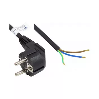 Netzkabel Schutzkontakt-Stecker Typ E+F (CEE 7/7, gewinkelt) an abisolierte Enden, schwarz, 1,00 mm², 3 m, Good Connections® (P0185-S030)
