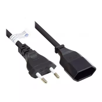 Euro-Pagarinātājs Euro-Spraudnis C tipa (taisns) uz Euro-Ligzdu (taisna), melns, 0,75 mm², 0,2 m, Good Connections® (P0300-S002)