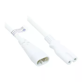 Euro pagarinātājs C8 spraudnis (taisns) uz C7/Euro 8 ligzdu (taisna), Balts, 0,75 mm², 2 m, Good Connections® (P0870-W020)