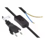 Euro-Netzkabel Euro-Stecker Typ C (gerade) an abisolierte Enden, mit Schalter, schwarz, 0,75 mm², 1,5 m, Good Connections® (P0386-S015)