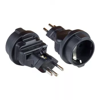 strāvas adapteris Šveices tīkla kontaktdakša (SEV1011, taisna) uz iezemētu kontaktligzdu tips F, SEV, melns, Good Connections® (PA-6002S)