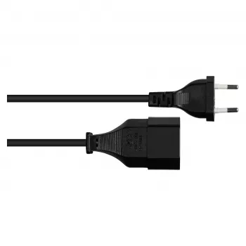 Euro-Extension Euro-Plug Type C (taisns) uz Euro-Socket (taisns), melns, 0,75 mm², 1 m, Good (P0300-S010)