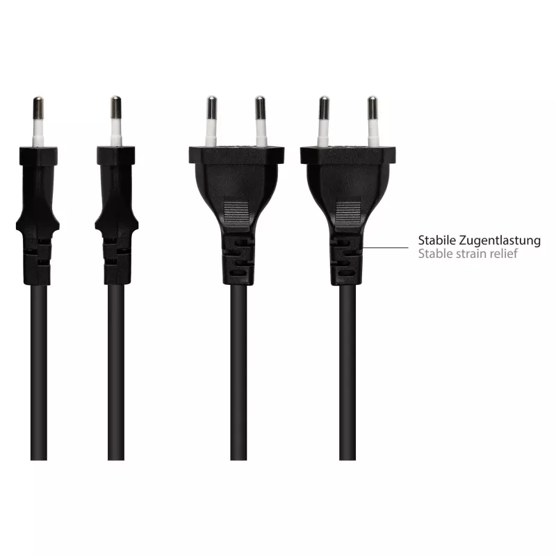 Euro-Extension Euro-Plug Type C (taisns) uz Euro-Socket (taisns), melns, 0,75 mm², 1 m, Good (P0300-S010)