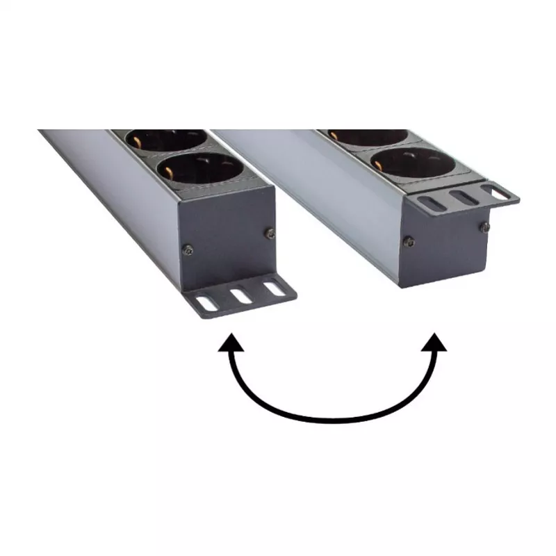 Good Connections Steckdosenleiste 19 - 1HE - Schutzkontakt-Stecker an 8x Schutzkontakt-Buchse - mit Schalter - Kinderschutz - Kunststoffprofil - schwa