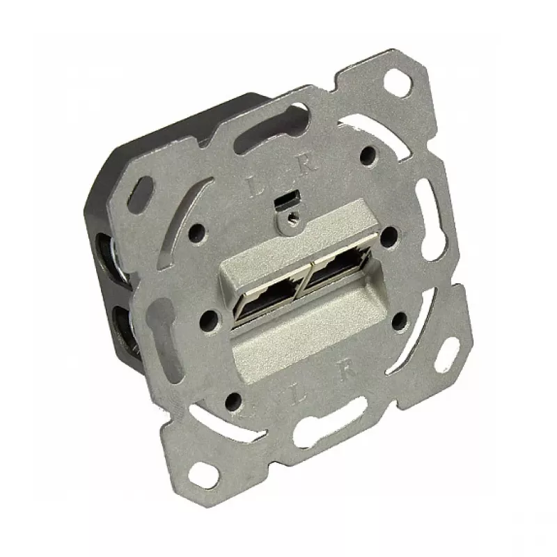 Netzwerkdose Cat. 6A, 2xRJ45, geschirmt, vertikale Kabelzuführung, ohne Zentralstück/-Abdeckrahmen, Good Connections (GC-N0051)