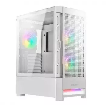 PC korpuss Cougar COUGAR Airface RGB Midi Tower balts — 230×386×491 mm, atbalsta 3x120/140 mm priekšā, 1x120 mm aizmugurē, 2,5/3,5 collu diskus