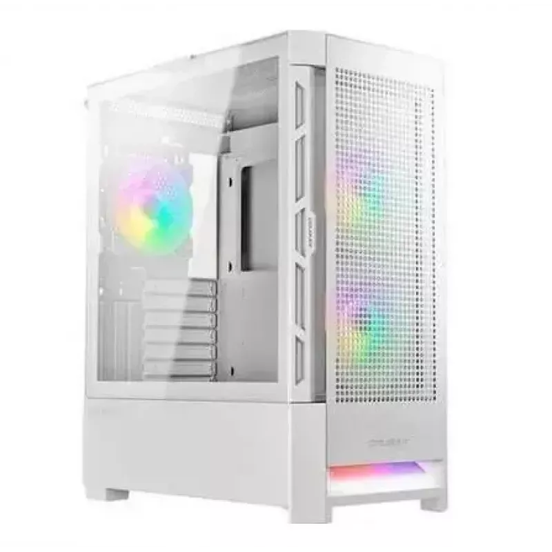 PC korpuss Cougar COUGAR Airface RGB Midi Tower balts — 230×386×491 mm, atbalsta 3x120/140 mm priekšā, 1x120 mm aizmugurē, 2,5/3,5 collu diskus