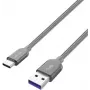 USB 3.2 Gen 1 kabelis, USB-A spraudnis > USB-C spraudnis (Pelēks, 2 metri, apvalkots)