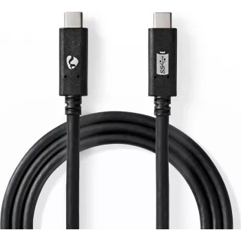 Nedis USB kabelis | USB 3.2 Gen 2 | USB-C™ spraudnis | USB-C™ spraudnis - 100 W | 4K@60Hz | 10 Gbps | niķelēts | 1.00 m | Apaļš | PVC | Melns | Kaste