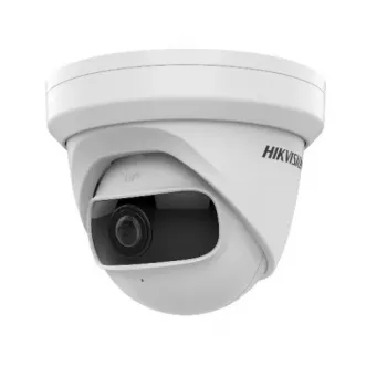 Kupolveida IP drošības kamera Hikvision DS-2CD2345G0P-I — Iekštelpām, 4 MP (2688×1520), 1,68 mm fiksēts objektīvs, 360° pagriešana, montāža pie griestiem/sienas, vadu savienojums