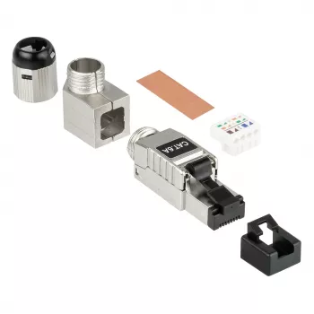RJ45 spraudnis Cat. 6A, bez instrumentiem / montējams uz vietas, STP ekranēts, metāla, 5 virzieni, Good (GC-N0165)