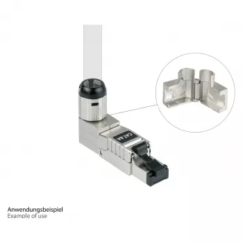 RJ45 spraudnis Cat. 6A, bez instrumentiem / montējams uz vietas, STP ekranēts, metāla, 5 virzieni, Good (GC-N0165)