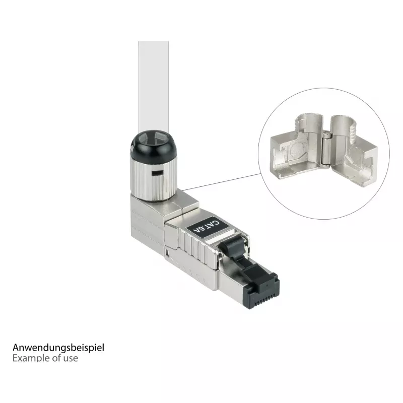 RJ45 spraudnis Cat. 6A, bez instrumentiem / montējams uz vietas, STP ekranēts, metāla, 5 virzieni, Good (GC-N0165)
