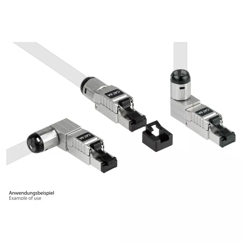 RJ45 spraudnis Cat. 6A, bez instrumentiem / montējams uz vietas, STP ekranēts, metāla, 5 virzieni, Good (GC-N0165)