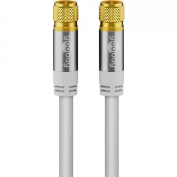 Goobay SAT antenas kabelis (135 dB tips), 4x ekranēts, 2 m, balts - zelta pārklājuma, F-spraudnis > F-spraudnis (70600)