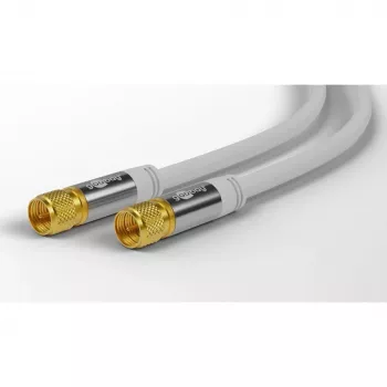 Goobay SAT antenas kabelis (135 dB tips), 4x ekranēts, 2 m, balts - zelta pārklājuma, F-spraudnis > F-spraudnis (70600)