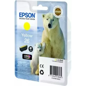 Epson C13T26144010 Singlepack dzeltena 26 Claria Premium tintes kasetne ar pigmenta bāzes tinti, 1 gab.