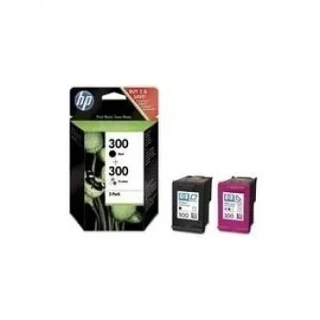 HP 300 tintes komplekta iepakojums melna/trijkrāsu Blister