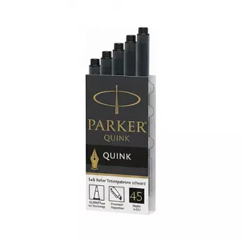 Parker Quink melnas tintes kasetnes, 5 gab. iepakojumā.