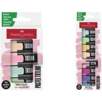 Marķieru komplekts Faber-Castell 154214 pasteļu izcēlēji, 4 gab. — koraļļu, zaļa, gaiši zaļa, rozā