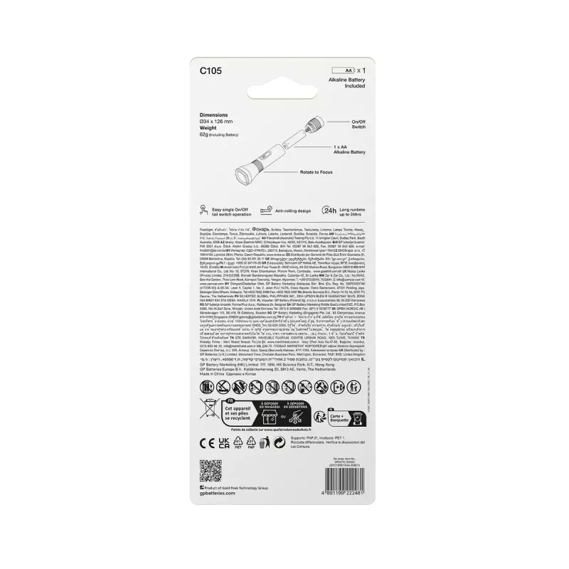 Rokas lukturītis GP Lighting 450066 Melns 50 lm 30 m 24 h