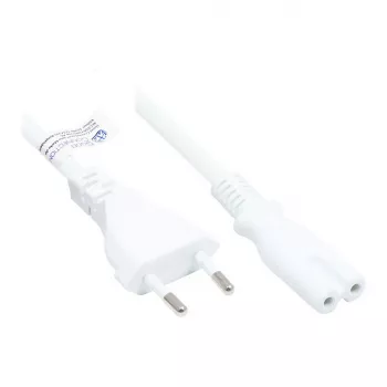 Euro-Netzkabel Euro-Stecker Typ C (gerade) an C7/Euro 8 Buchse (gerade), weiß, 0,75 mm², 7,5 m, Good Connections® (P0370-W075)