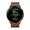 Viedpulkstenis GARMIN Venu 4 45 mm (1,4 collas) AMOLED 454×454 px, Wi‑Fi, GPS, 8 GB, melns korpuss, brūna ādas siksniņa