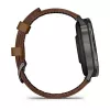 Viedpulkstenis GARMIN Venu 4 45 mm (1,4 collas) AMOLED 454×454 px, Wi‑Fi, GPS, 8 GB, melns korpuss, brūna ādas siksniņa