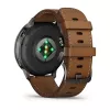 Viedpulkstenis GARMIN Venu 4 45 mm (1,4 collas) AMOLED 454×454 px, Wi‑Fi, GPS, 8 GB, melns korpuss, brūna ādas siksniņa