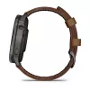 Viedpulkstenis GARMIN Venu 4 45 mm (1,4 collas) AMOLED 454×454 px, Wi‑Fi, GPS, 8 GB, melns korpuss, brūna ādas siksniņa