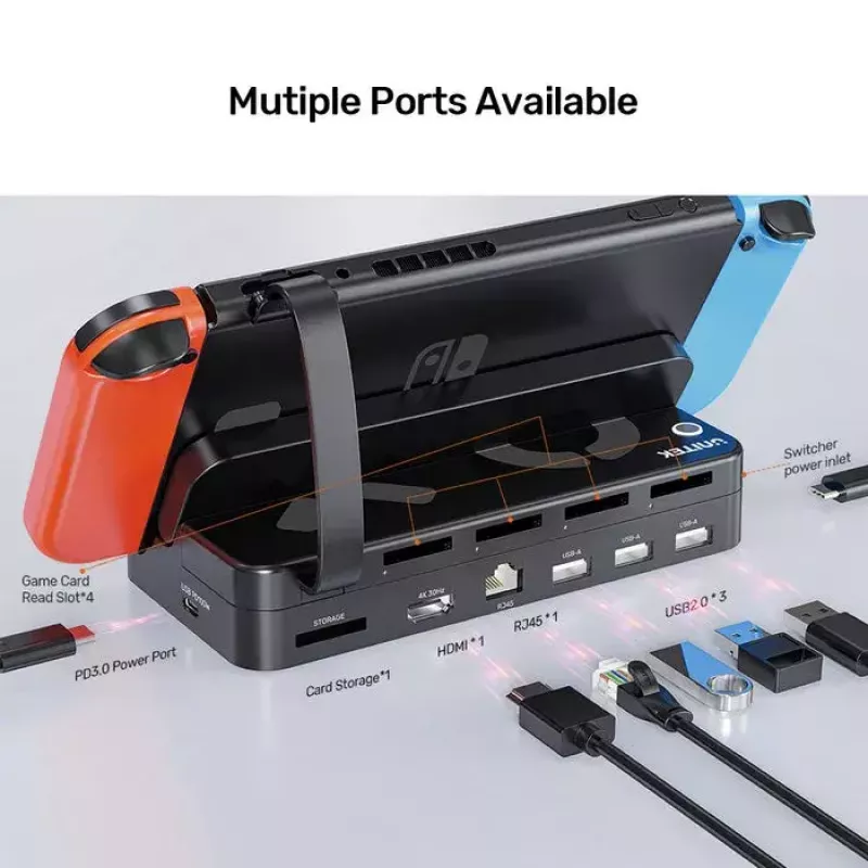 Rokas spēļu konsoles dokstacija Unitek G1002F01 — USB dokstacijas savienotājs, melna