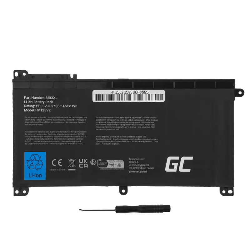 Baterija Green Cell HP125V2 priekš HP Pavilion x360 Stream 14-AX